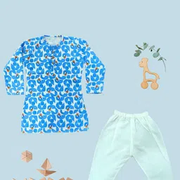 AHC Unisex Kids Floral Printed Regular Pure Cotton Kurta with Pyjamas-picture-18