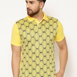 EPPE Men Yellow Printed Polo Collar T-shirt-image-54