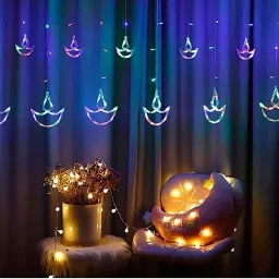 X4Decor Diya Curtain 5+5 Led Light Multicolor-picture-2