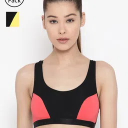 Lady Lyka Pack of 2 Colourblocked Non-Wired Non Padded Sports Bras ROSES-PLM-YLW-image-74
