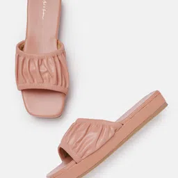 Mast & Harbour Women Ruched Open Toe Flats-6