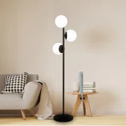 Tu Casa Black Iron Base Foldable Floor Lamp With White & Glass Shade For Bedroom-picture-33