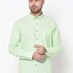 Duke Men Green Slim Fit Solid Casual Shirt-picture-13