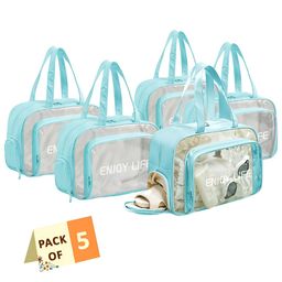 Aura Blue Set of 5 Regular Makeup Organiser Organisers-13
