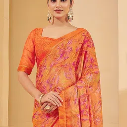 Anouk Rustic Floral Zari Poly Chiffon Sungudi Saree-22