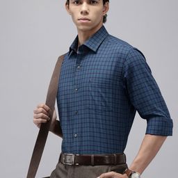 Arrow Pure Cotton Manhattan Slim Fit Checked Textured Formal Shirt-image-56