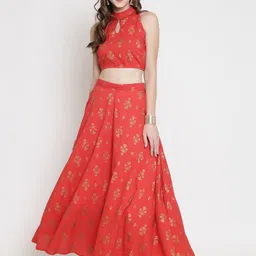 Sera Red & Gold-Toned Ready to Wear Lehenga with Blouse-picture-33