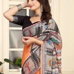 Anouk Rustic Ethnic Motifs Linen Blend Baluchari Saree-19