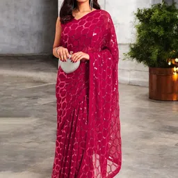 Blissta Embellished Sequinned Poly Georgette Designer Saree-1