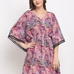 EROTISSCH Women Purple Printed Kaftan Nightdress-image-99