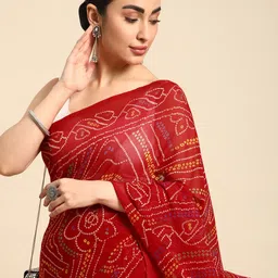 HERE&NOW Bandhani Printed Pure Silk Saree-picture-20