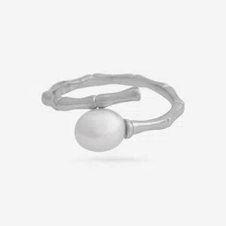 Kushal's Fashion Jewellery Rhodium-Plated Pearl Studded Finger Ring-38
