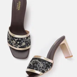 Anouk Floral Embroidered Block Heels-37
