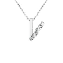 SHINE ETERNAL 14K White Gold Lab Grown Diamond "V" Alphabet Diamond Pendant-image-74