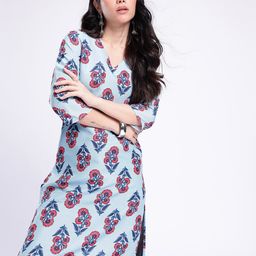 Anouk Rustic V-Neck Floral Printed Straight Kurta-image-101