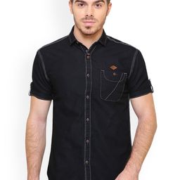 Kuons Avenue Men Black Contemporary Slim Fit Solid Casual Shirt-image-14