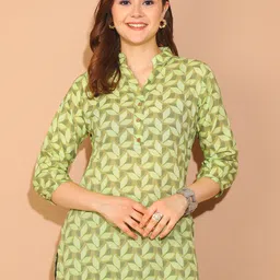 Rajnandini Floral Printed Mandarin Collar Pure Cotton Kurti-image-93