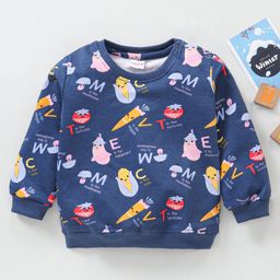 Babyhug Full Sleeves Cotton Sweatshirt With Vegetable Graphics - Blue-image-84