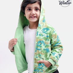 Babyoye Eco-conscious 100% Cotton Brushed Fleece Reversible Sweatshirt -Green-image-76