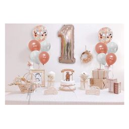 AMFIN  1 Number Foil Balloon Combo With Confetti & Metallic Balloons Bouquet for Birthday  Party Decorations Item Rose Gold - Pack Of 11-10