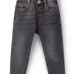 Babyhug Denim Full Length Washed Jeans With Stretch - Charcoal Grey-image-49