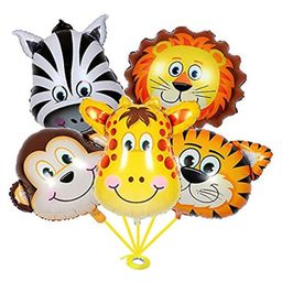 Bubble Trouble Happy Birthday Jungle Safari Decorations Foil Golden Balloon Pack of 5 Theme Animal Set  Combo Item Lion Tiger Zebra Monkey  Giraffe - Pack of 5-3