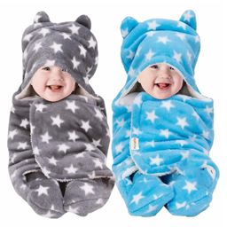 OyO Baby 3-in-1 Fleece Hooded Baby Blanket Wrappers Pack of 2 - Blue & Grey-image-83
