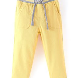 Babyhug Cotton Stretch Woven Full Length with Rib Trouser Solid Colour - Yellow-image-11