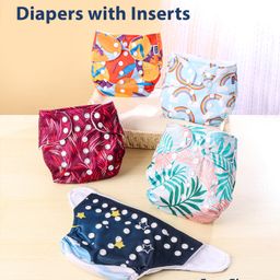 Zoe Free Size Reusable Cloth Diaper with Inserts Abstract Theme- Pack of 5-18