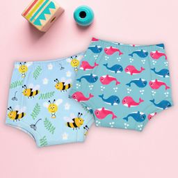 Moms Home 100% Cotton Unisex Baby Padded Underwear -Bee & Fish -Size 1 (1-2Y) - Pack of 2-16