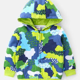 Babyhug Cotton Full Sleeves Hooded Front-open Sweatjacket With Zipper & All Over Camo Print - Multicolor-image-12