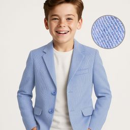 Pine Kids Knit Full Sleeves Solid Color Blazer - Light Blue-picture-2