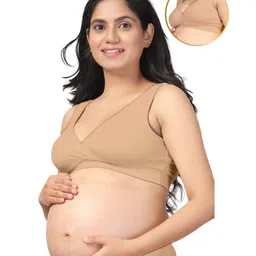 Zelena Modal Non-Wired Maternity Padded Nursing Bra - Beige-picture-17