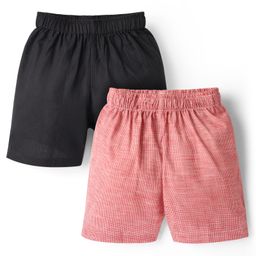 Rikidoos Cotton Pack Of 2 Embroidered & Textured Printed Boxers - Red & Navy Blue-image-70