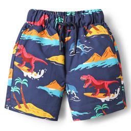 Babyhug Cotton Woven Dino Printed Swimming Trunk - Navy Blue-image-15