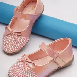boyz n galz Stone Embellished Bow Applique Detailed Mary Janes Ballerinas - Pink-picture-10