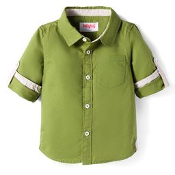 Babyhug Cotton Woven Full Sleeve Regular Collar Solid Shirt - Green-picture-17