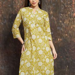 Melange by Lifestyle Women Floral Printed Festive Pure Cotton Straight Kurta-picture-44