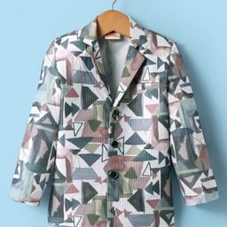 Rikidoos Full Sleeves Abstract Printed Blazer With Typography Printed Tee - Multi Colour & White image 2