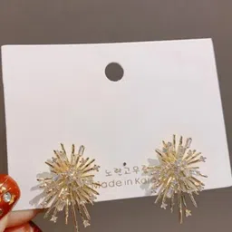 SZN Gold Plated Artificial Stones Studded Contemporary Shape Studs-74