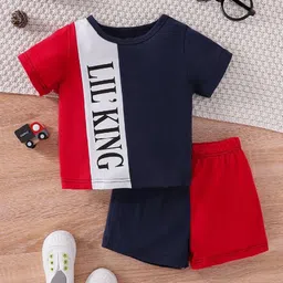 TITTOM Kids Colourblocked Pure Cotton T-shirt With Shorts-image-57