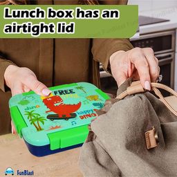 FunBlast Dinosaur Theme Insulated Bento Lunch Box with Spoon & Chopstick image 4