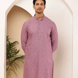 MULTI SHADES Men Woven Design Thread Work Pastels Straight Kurta-91