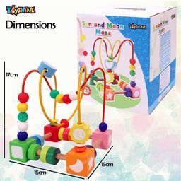 Toyshine Sun and Moon Wooden Shape Objects Color Recognition Rolling Bead Maze Labyrinth Toy image 5