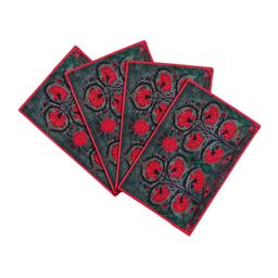 SEJ by Nisha Gupta Grey & Red Set of 6 Printed Table Placemats image 2