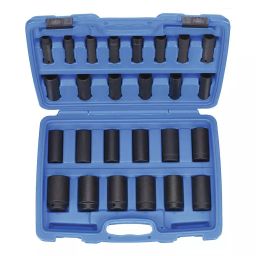 Westward Impact Socket Set Stainless Steel Black Oxide 10 to 36 mm, 4PRG7-15