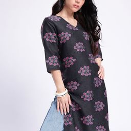 Anouk Rustic V-Neck Floral Printed Straight Kurta-image-74
