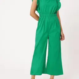 DressBerry Feminine Charm Gathers Cut-Out Flutter Sleeves Basic Jumpsuit-image-12