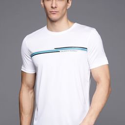 Louis Philippe ATHPLAY Men White Striped Knitted T-shirt-image-106