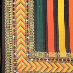 Anouk Multicoloured Striped Sequinned Pure Georgette Saree image 2